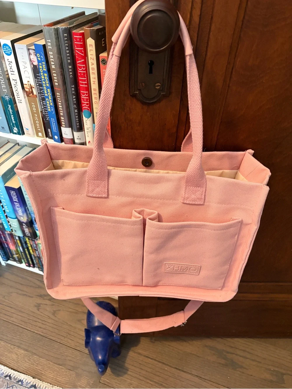Canvas Tote Organizer Bag in Light Pink - ZHIVO Style